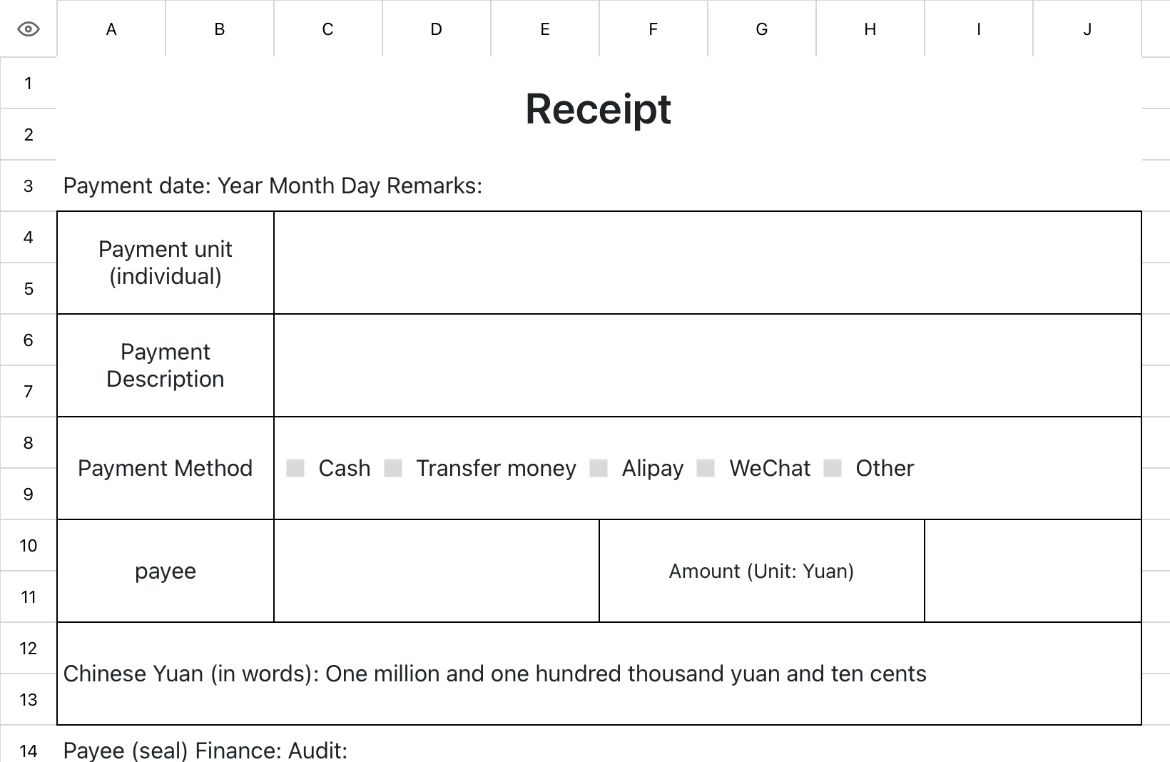 Practical Collection Receipt Template